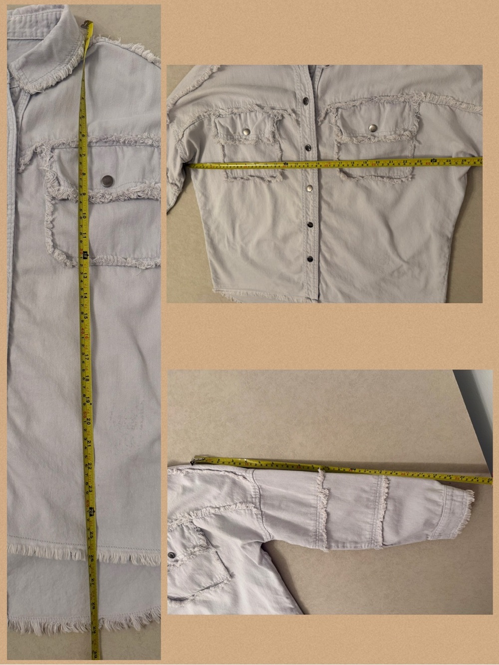 Elan Devan Rock & Roll Oversized Utility Shacket Gray Distressed Cotton Medium - Picture 16 of 16
